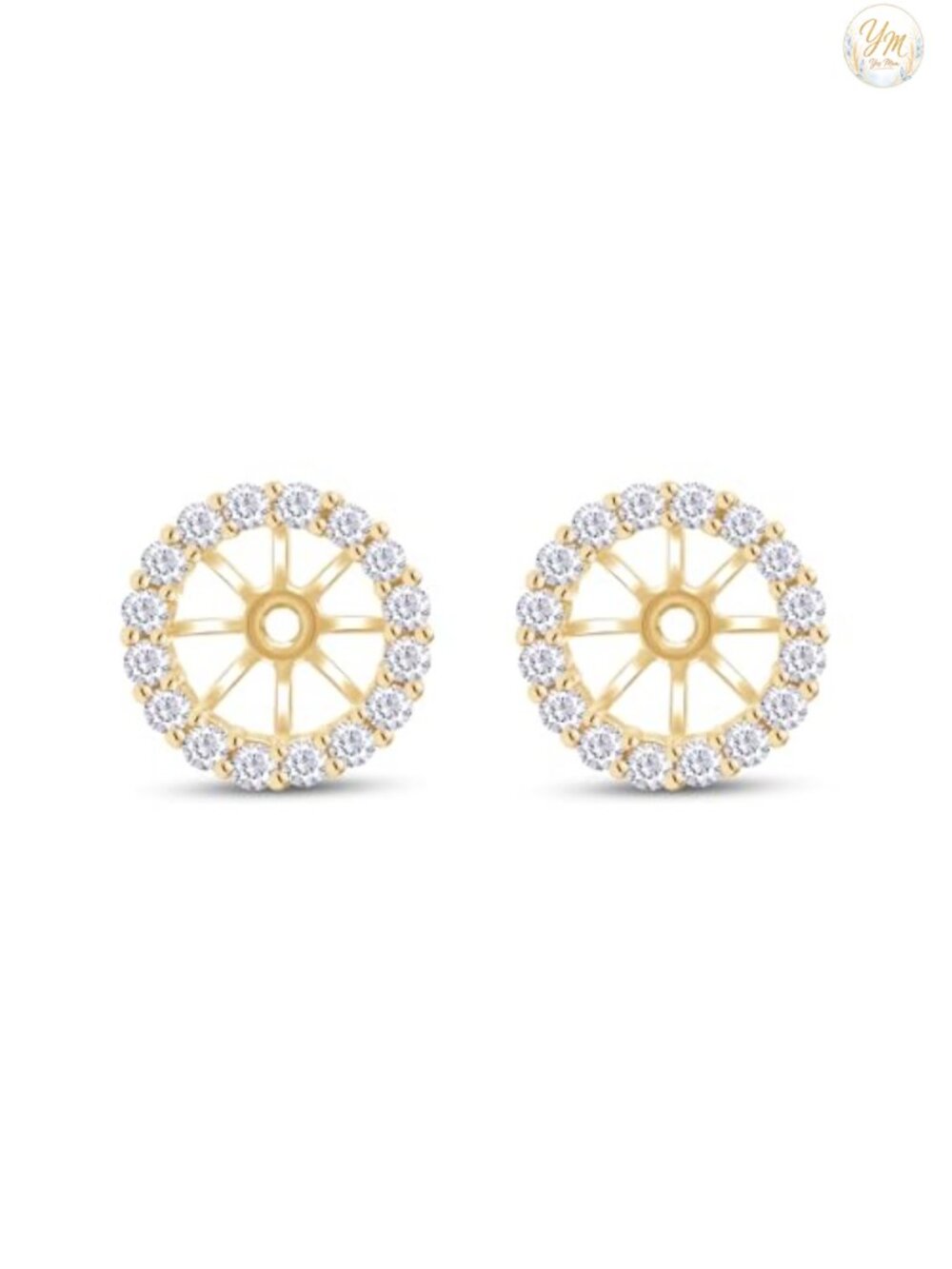 Halo Earring Jackets for 7MM Round Studs 14k Yellow Gold Over Sterling Silver